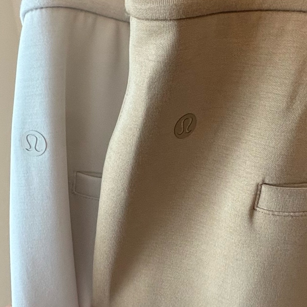 2 Pair Lululemon Softstreme  Mid Rise Pintuck Pants Sz Large Tan + Cream - Picture 11 of 11